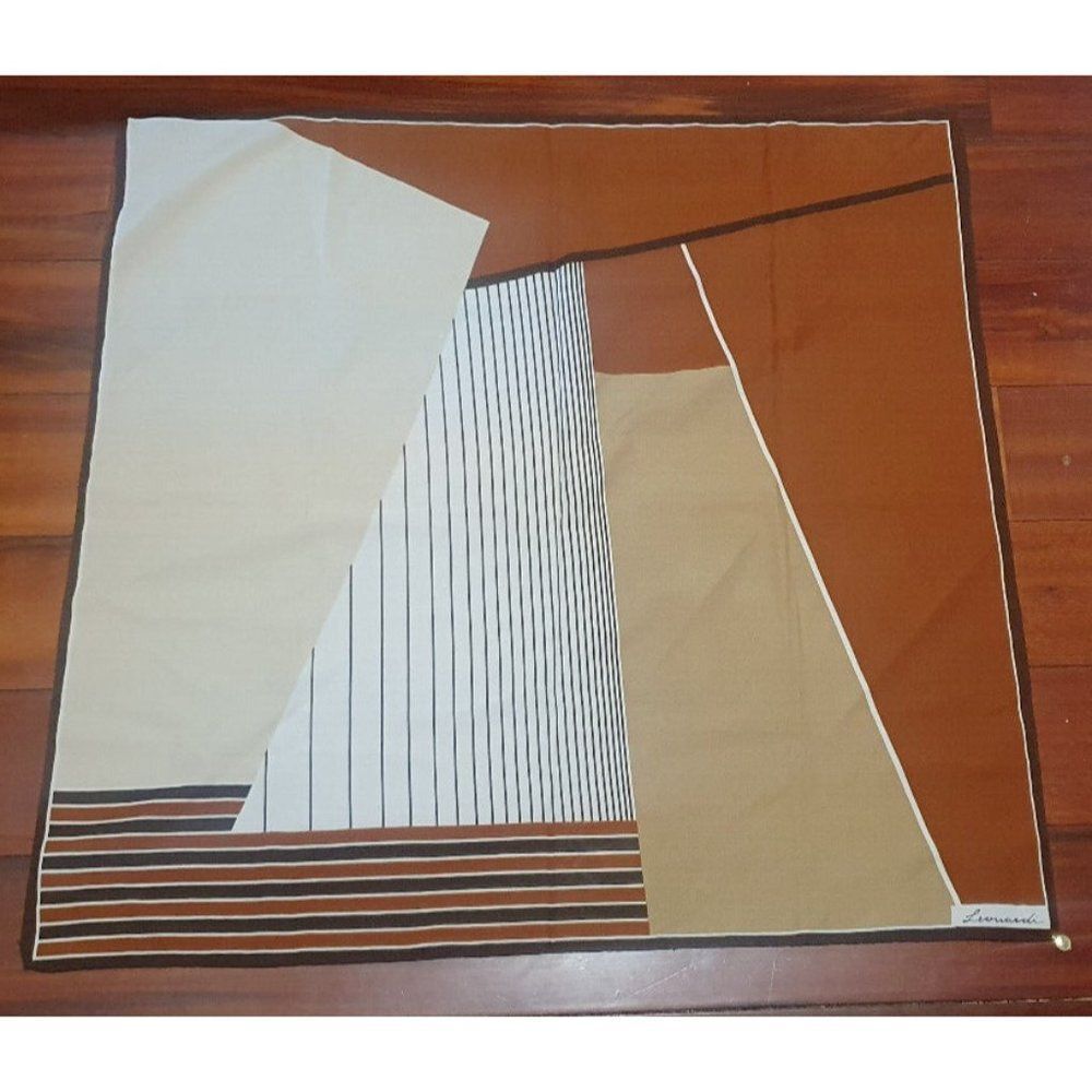 Leonardi Bright Colors Geometrical Design Scarf Silky Polyester Made in Italy! - Picture 5 of 6